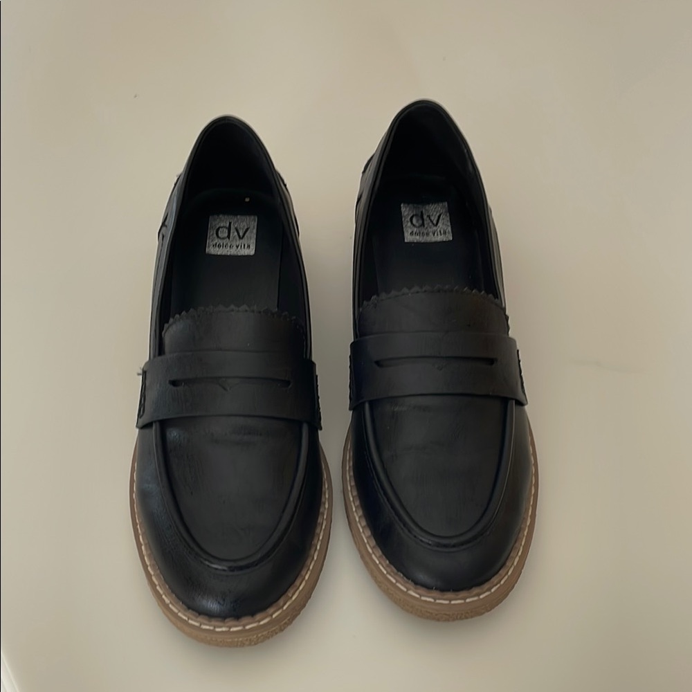 DV Black Loafers with Tan Sole